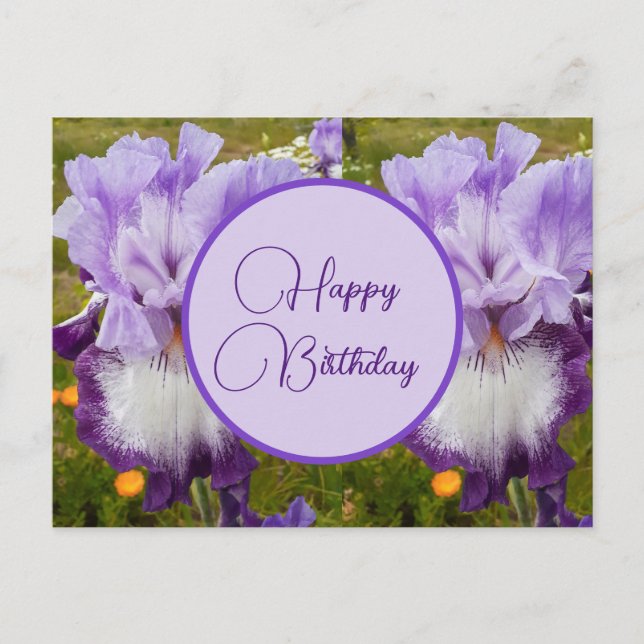Carte postale Joyeux Anniversaire Iris fleurs dame (Devant)