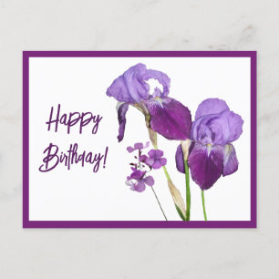 Carte Postale Joyeux Anniversaire iris pourpre belle florale mig
