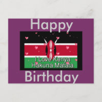 Joyeux anniversaire J'aime Kenya Postcard