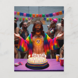 Carte Postale Joyeux Anniversaire Jésus Coloré Drôle