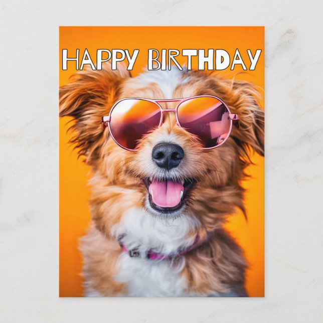 Carte Postale Joyeux Anniversaire Joli Animal de Fête (Devant)