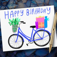 Joyeux Anniversaire Joli Vélo Bleu Personnalisé