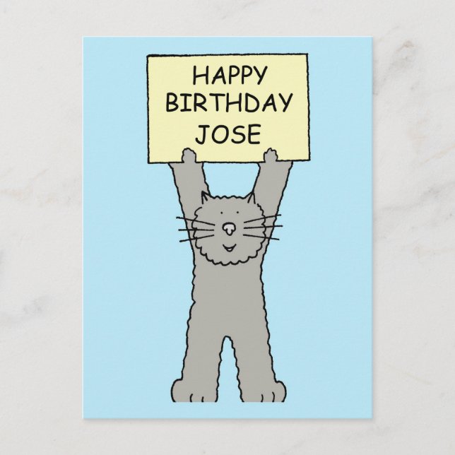 Carte Postale Joyeux Anniversaire Jose Cartoon Chat (Devant)
