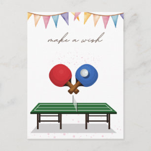 Carte Postale Joyeux Anniversaire Joueur de Tennis de Table Ping