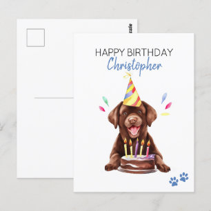 Carte Postale Joyeux Anniversaire Labrador Chocolat Personnalisé