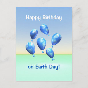 Carte Postale Joyeux anniversaire le jour de la Terre Ballons da