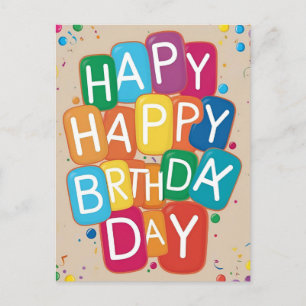 Carte Postale JOYEUX ANNIVERSAIRE Lettres Bulles Colorées ANNIVE
