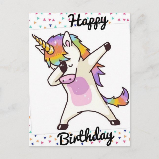Carte Postale Joyeux anniversaire licorne (Devant)