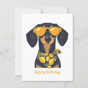 Carte Postale Joyeux Anniversaire Lunettes de soleil Chien Dachs