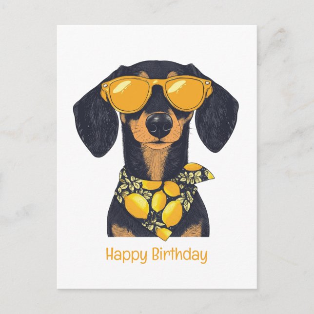Carte Postale Joyeux Anniversaire Lunettes de soleil Chien Tecke (Devant)