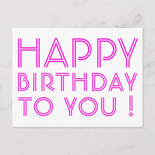 Carte Postale "Joyeux Anniversaire !" Magenta & Blanc (Devant)