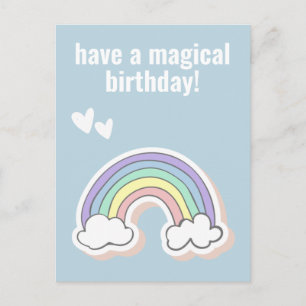 Carte Postale Joyeux Anniversaire Magique, Licorne Arc-en-Ciel E