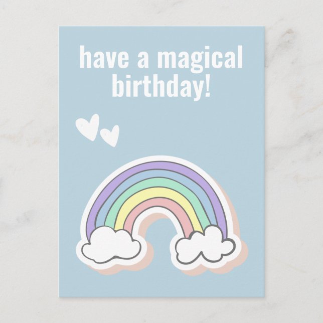 Carte Postale Joyeux Anniversaire Magique, Licorne Arc-en-ciel E (Devant)