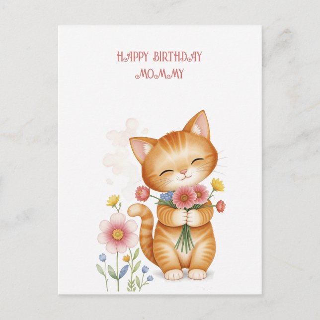 Carte Postale Joyeux anniversaire maman chat (Devant)