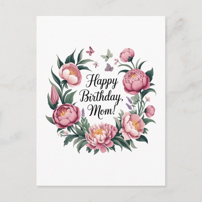 Carte Postale Joyeux anniversaire Maman Design Floral (Devant)