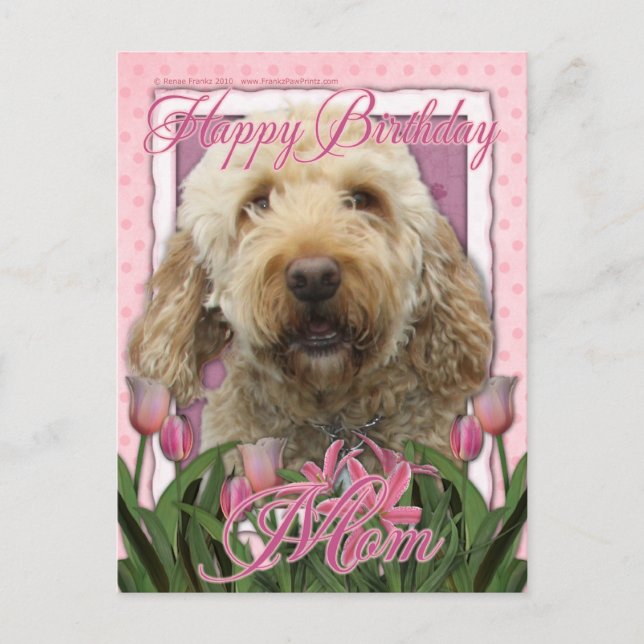 Carte Postale Joyeux anniversaire maman - Goldendoodle (Devant)