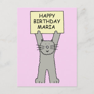 Carte Postale Joyeux anniversaire Maria Cartoon Chat