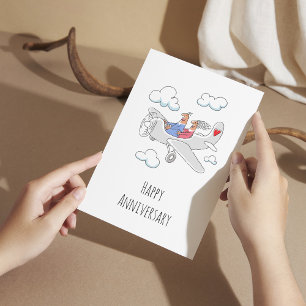 Carte Postale Joyeux anniversaire Mariage Coeur Rouge Marié Coup