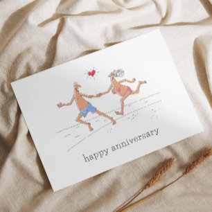 Carte Postale Joyeux anniversaire Mariage Couple Beach Red Heart