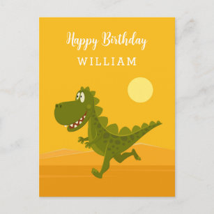 Carte Postale Joyeux Anniversaire mignon Coureur Dino Dinosaur