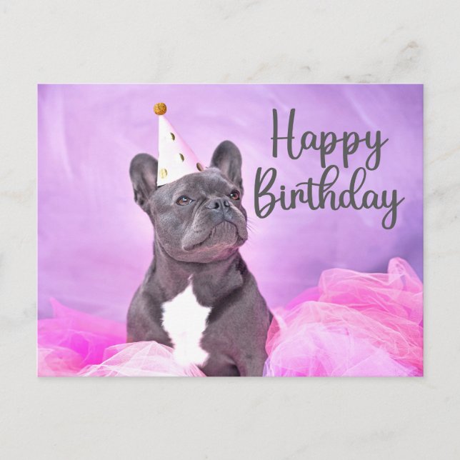 Carte Postale Joyeux Anniversaire mignon Funny French Bulldog (Devant)
