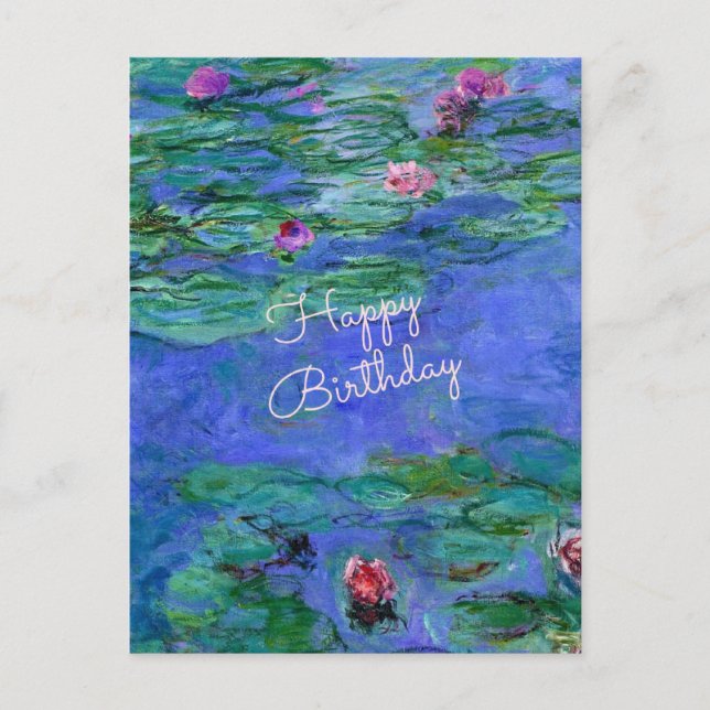 Carte Postale Joyeux anniversaire : Monet's Water Lilies art cél (Devant)