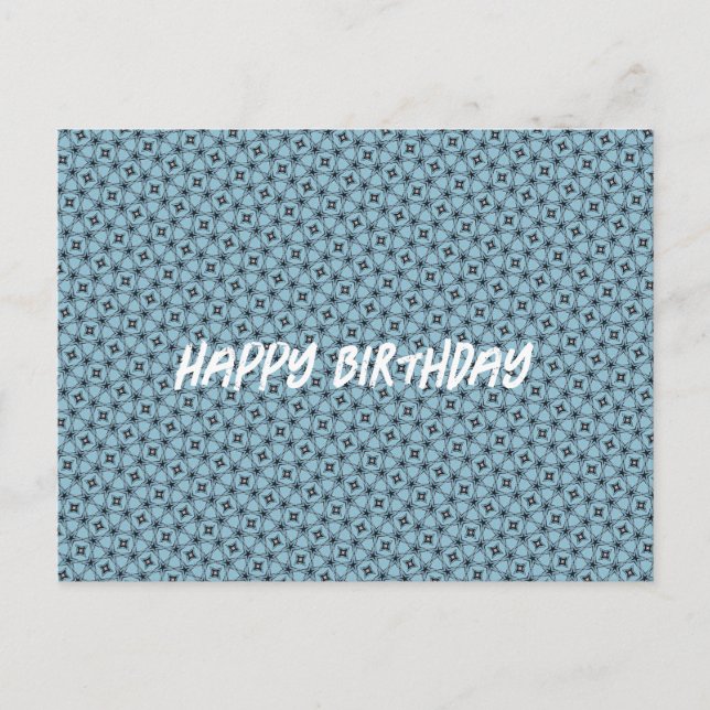 Carte Postale Joyeux Anniversaire Motif Abstrait Noir et Bleu (Devant)