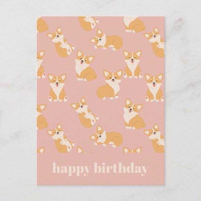 Carte Postale Joyeux Anniversaire Motif de Corgi Mignon pour Ama (Devant)