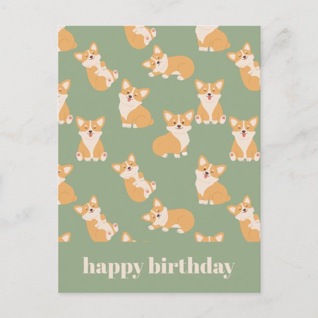 Carte Postale Joyeux Anniversaire Motif de Corgi Mignon pour Ama (Devant)