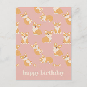 Carte Postale Joyeux Anniversaire Motif Mignon Corgi pour Amateu