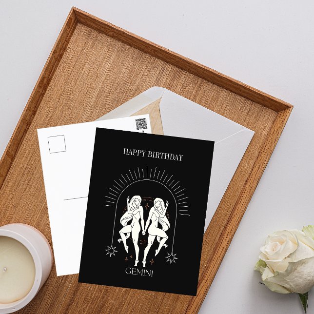 Carte Postale Joyeux Anniversaire Mystique Gémeaux Horoscope du  (Happy Birthday Mystic Gemini Zodiac Horoscope Postcard)