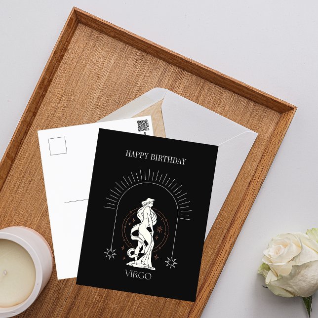 Carte Postale Joyeux Anniversaire Mystique Vierge Zodiaque Horos (Happy Birthday Mystic Virgo Zodiac Horoscope Postcard)