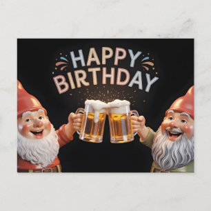 Carte Postale "Joyeux Anniversaire" Nains Verres à Bière en Trin