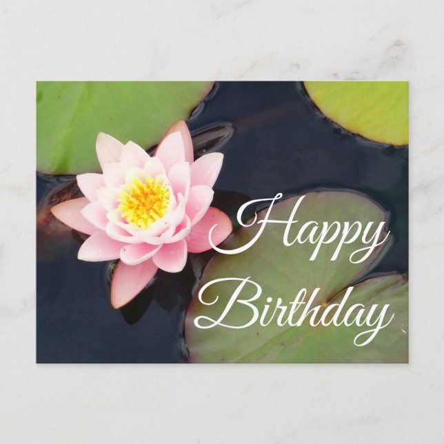 Carte postale Joyeux Anniversaire Nénuphar rose #1 (Devant)