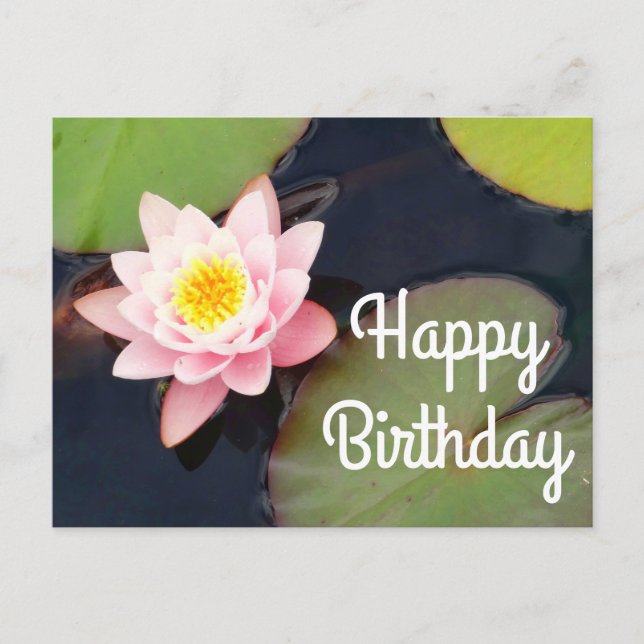 Carte postale Joyeux Anniversaire Nénuphar Rose #1 (Devant)