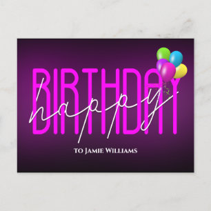 Carte Postale Joyeux Anniversaire Neon invitation