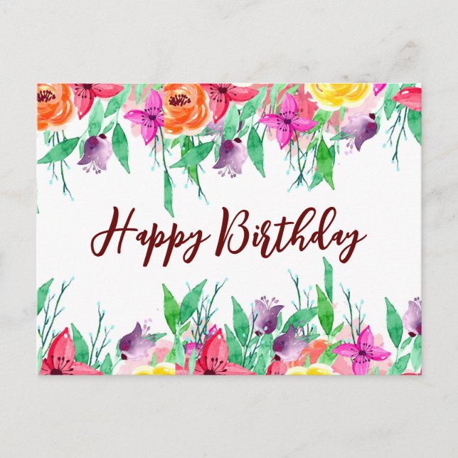 Carte Postale Joyeux anniversaire nièce design floral (Devant)