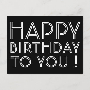 Carte Postale "Joyeux Anniversaire!" Noir & Blanc