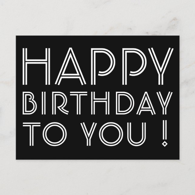 Carte Postale "Joyeux Anniversaire !" Noir & Blanc (Devant)