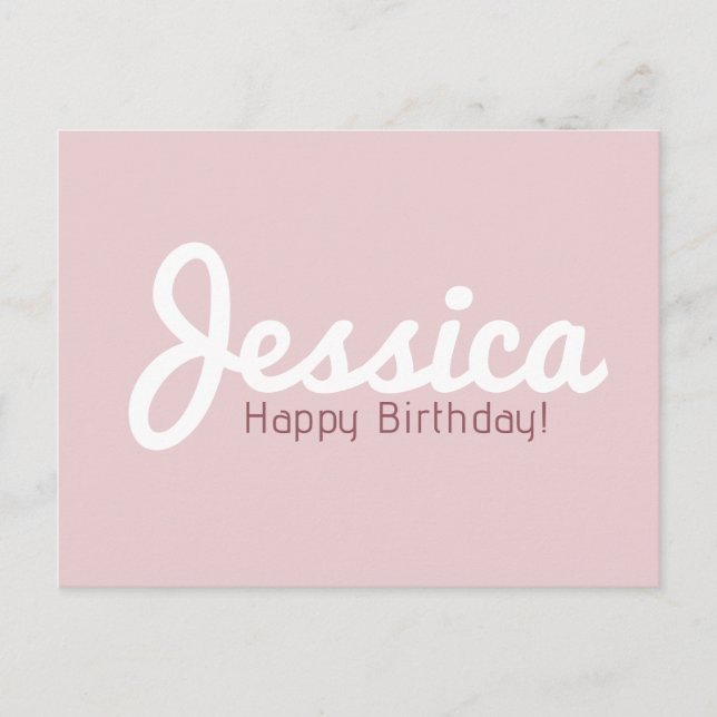 Carte Postale Joyeux Anniversaire, Nom personnalisable | Rose Go (Devant)