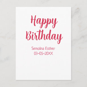 Carte Postale joyeux anniversaire nom rouge rétro simple moderne