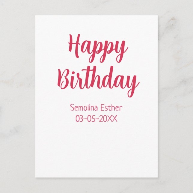 Carte Postale joyeux anniversaire nom rouge rétro simple moderne (Devant)