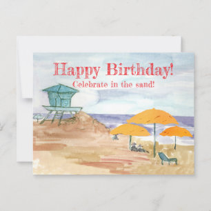 Carte Postale Joyeux Anniversaire Océan Célébrer Dans Le Sable