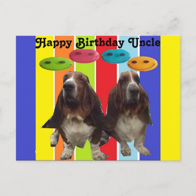 Carte postale Joyeux Anniversaire Oncle Basset (Devant)