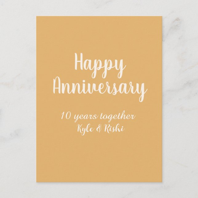 Carte Postale Joyeux anniversaire or blanc 10 ans nom date  (Devant)