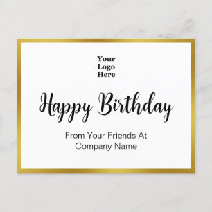 Carte Postale Joyeux Anniversaire Or et Blanc Élégant Entreprise