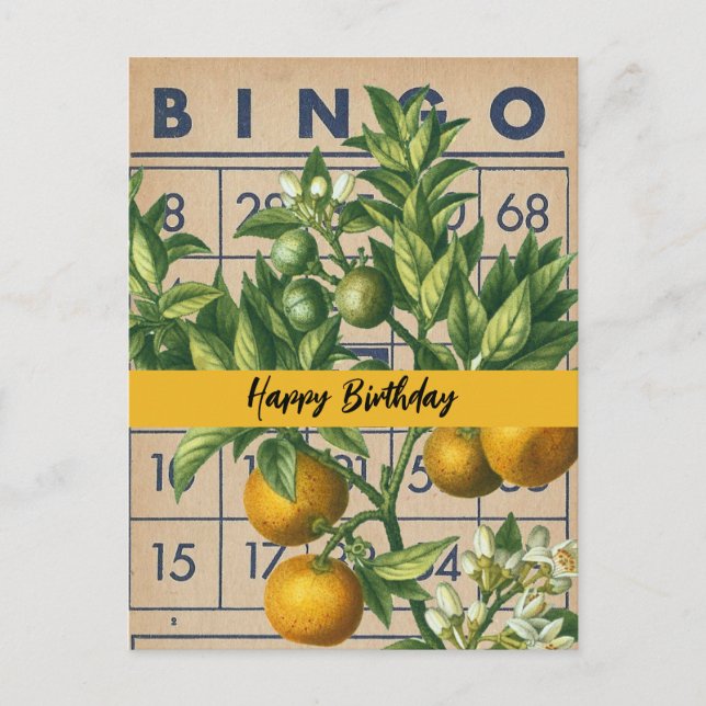 Carte Postale Joyeux Anniversaire Oranges Vintage (Devant)