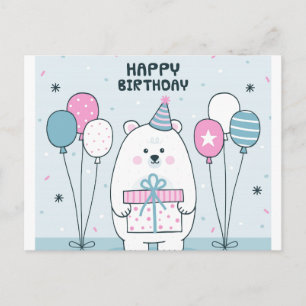 Carte Postale Joyeux Anniversaire Ours Polaire
