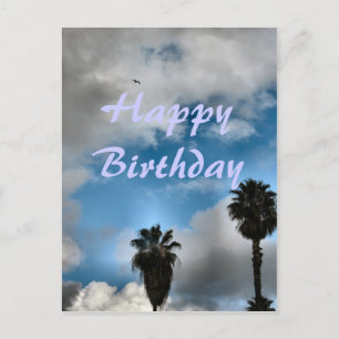 Carte Postale Joyeux Anniversaire palmiers et ciel