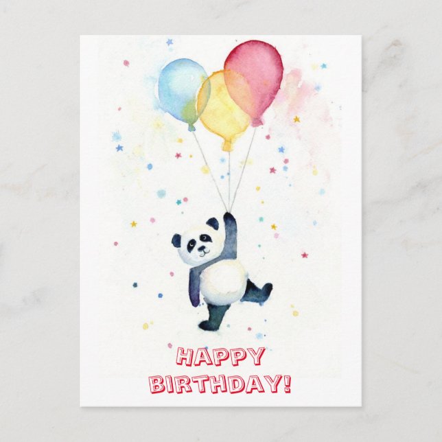 Carte Postale Joyeux anniversaire panda (Devant)